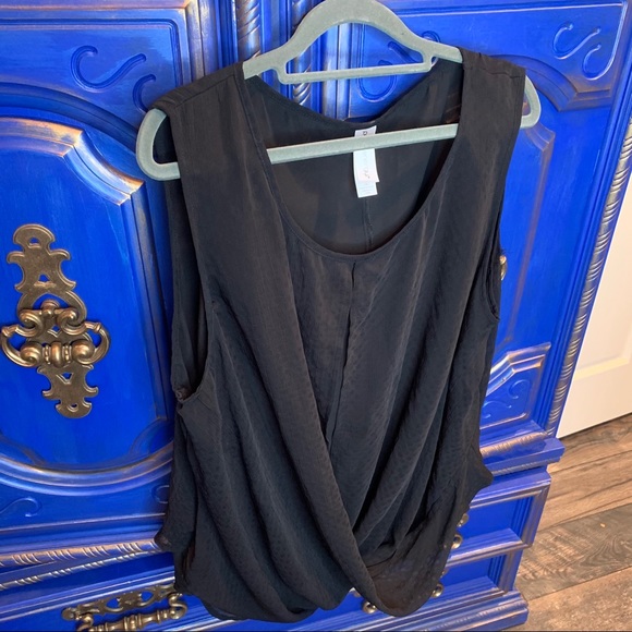 Pure Energy Tops - PURE ENERGY Women's Black Semi Sheer Tank Top 2X